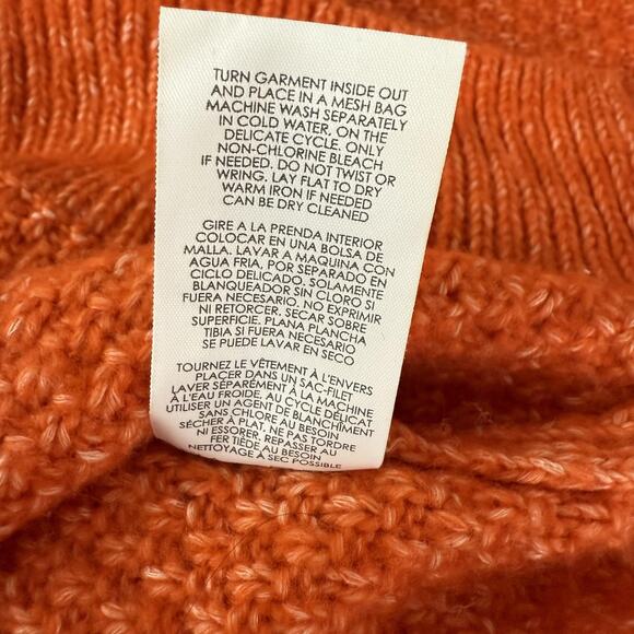 Cabi Sweater Womens XL Orange Textured Cable Knit Crewneck Harvest Pullover Boxy - Picture 8 of 11